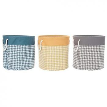Blauwe Houndstooth Wasmand Drievoudige Set