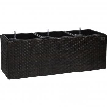 Blumenkübel GARTENFREUDE 102×36×36 cm – Wetterfest & Bicolour Braun