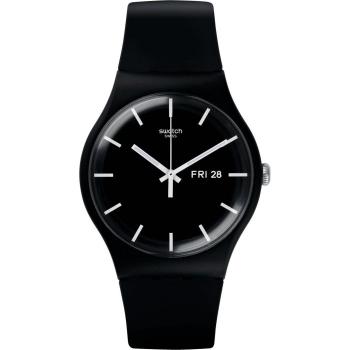 Swatch Mono Black Again Power Tracking, biologische materialen, zwart zandhorloge