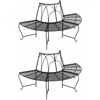 Prolenta Premium - Furniture Limited - Banc demi-circulaire tour d'arbre lot de 2 Ø1