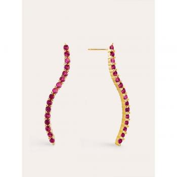 Pendientes Largos Riviere Line Raspberry de plata con baño de oro
