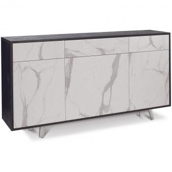 Buffet Élégance Sarmog 3 Portes 3 Tiroirs Marbre Noir