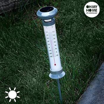 Lampe solaire avec thermomètre 59 cm Pile rechargeable 1,2 V