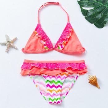 Traje de baño veraniego con volantes para niñas 8-16T