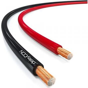 deleyCON 10m Lautsprecherkabel 2x 1,5mm² CCA 2x48x0,20mm Litze - Rot/Schwarz
