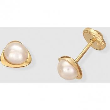 Pendientes de perla blanca y oro