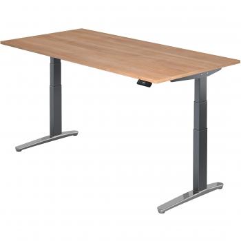 Mcbuero.de Premium Sitz-Steh-Schreibtisch elektrisch 200x100cm in Nussbaum/Graphit Design