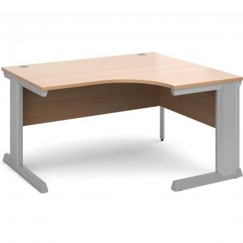 Vivo Right-Handed Ergonomic Desk with Silver Frame and Beech Top - 1400mm