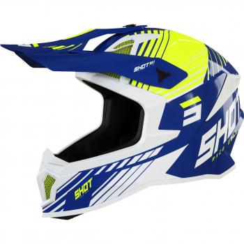 Casco Motocross Shot Lite Fury Blu Giallo XL