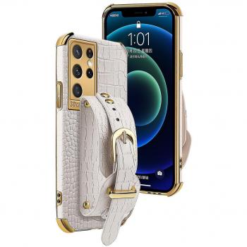 Funda de Cuero Santic para Samsung Galaxy S23 Ultra/S23+/S23 con Textura de Cocodrilo