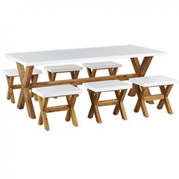 BELIANI Olbia Outdoor Garden Dining Set - Fibre Concrete Table with 6 Stools