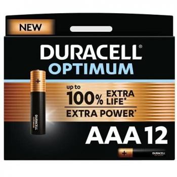 Duracell Nuove Batterie Optimum AAA, Confezione da 12, 1.5V LR03