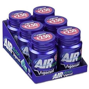Vigorsol air action gomme da masticare senza zucchero barattolo chewing gum gusto menta original confezione da 6 mini barattoli 46 gomme ognuno