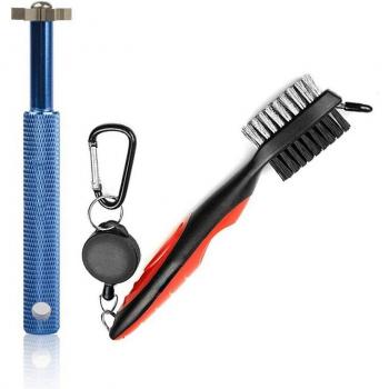 Retractable Golf Club Brush and Groove Sharpener Tool