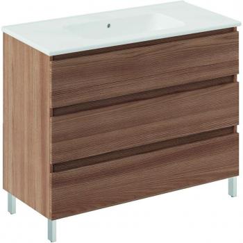 BBEST Cosmic: Mueble de Baño con Patas, 3 Cajones y Lavabo de Porcelana