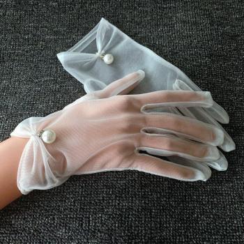 Arco corto de perlas para vestidos de boda blanco