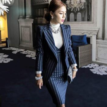 Traje de trabajo de dos piezas para señora, conjunto chaqueta y falda