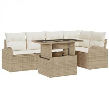 Composizione lounge per esterno 6 componenti colore marrone e crema