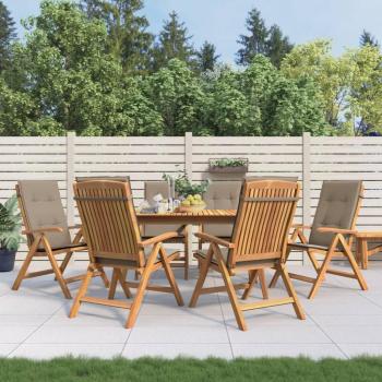 Sillas de jardín reclinables con almohadas 6 piezas de madera de teca