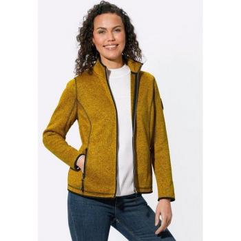 Ockerfarbene Strick-Fleecejacke