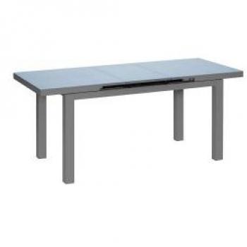Table à manger d'extérieur en aluminium gris extensible - 8/10 places - Jardiline