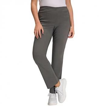 Plus Size Classic Stretch Bengaline Comfort Pants for Women, Grey, Size 34, Viscose/Synthetic Fibers