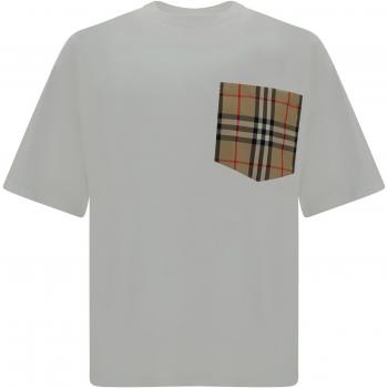 Burberry, T-Shirts, female, White, Size: M White T-shirts and Polos with Signature Check