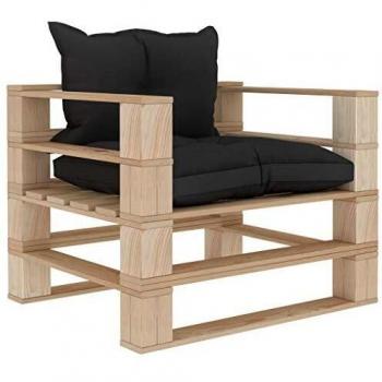 Wooden Patio Couch with Dark Leather Seat Covers