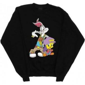 Felpa Uomo Cotone Hip-Hop con Disegni Animati XXL Nero