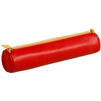 Rhodia - Trousse Ronde Rhodiarama Coquelicot - 21.5 x 5.5 cm - Coutures véritables orange - Intérieur en jersey ivoire - Revêtement en similicuir - Organiseur de stylo, crayons, stylos feutre et petits accessoires