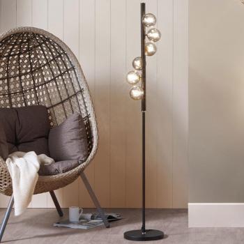 Glass and Metal Floor Lamp For Living Room - Black