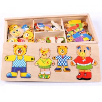 Bear Changing Clothes Wooden Puzzle for Babies