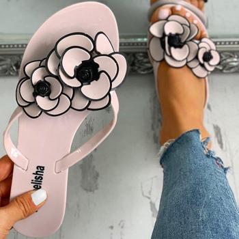 Ladies' Flower Design Flat Heel Slides