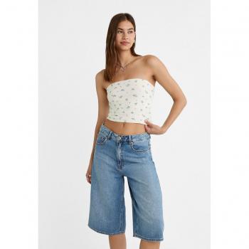 Stradivarius Mittelblaue Jeans-Jorts 38 für Damen