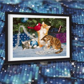 DIY-Kreuzstich-Weihnachtsdeko mit Diamanten, Katzen-Edition