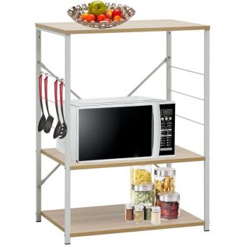 Microwave Cabinet White and Oak 60x39.6x79.5 cm Engineered Wood