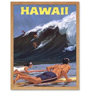 Retro Hawaiian Waves 12x16 Wall Print