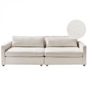 3-Sitzer Sofa Bouclé Cremeweiß mit Kissen