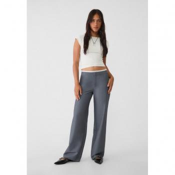 Pantaloni straight con dettagli in pizzo 44
