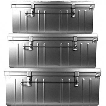 Malles vintage en métal gris - Lot de 3 PIERRE HENRY