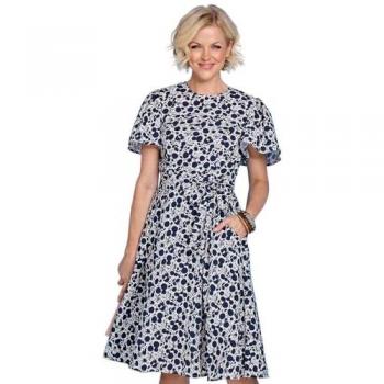 Elegant Scoop Neck Angel Sleeve Dress