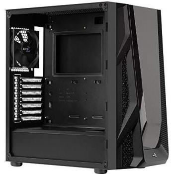 Aerocool NightHawk, caja PC EATX, diseño frontal rejilla, lateral cristal, negro