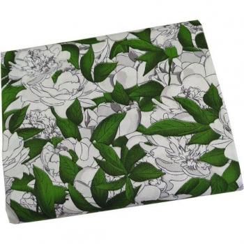 Tissu patchwork en coton pour bébés pivoine rose et vert