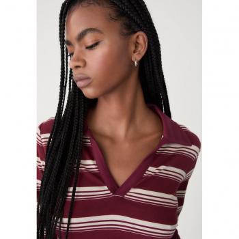 Polo Stradivarius a righe in granato XL