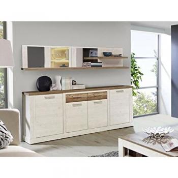 Sideboard Duro 4-türig von Forte, Pinie Weiß / Eiche Antik