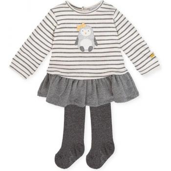 Tutto Piccolo vestido niña gris antracita a rayas