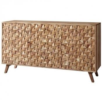 Buffet à deux portes et trois tiroirs – 140x40x785 cm, finition acacia clair