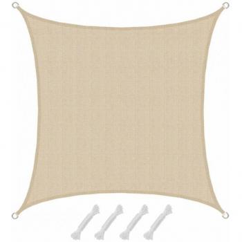 Cyslmuk Voile d'ombrage UV 2x3 m HDPE Carré, toile de jardin beige, protection solaire