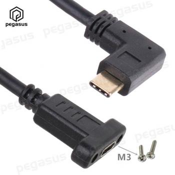 Extensor USB‑C 90° con Agujeros de Tornillo, Chapado Oro