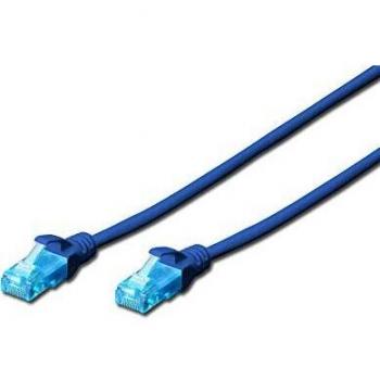 Cable de parcheo DIGITUS CAT 5e U-UTP, 2m, LAN, DSL, Ethernet, PVC, Cobre, AWG 26/7, Azul